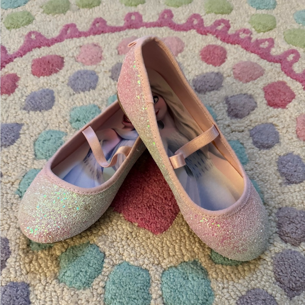 H&M Glitter Ballet Flats, Frozen/Elsa, 12.5, Light Pink